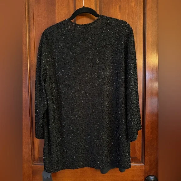 Naeem Khan Timeless Women's Black Fully Beaded Silk Jacket size L - Picture 3 of 6